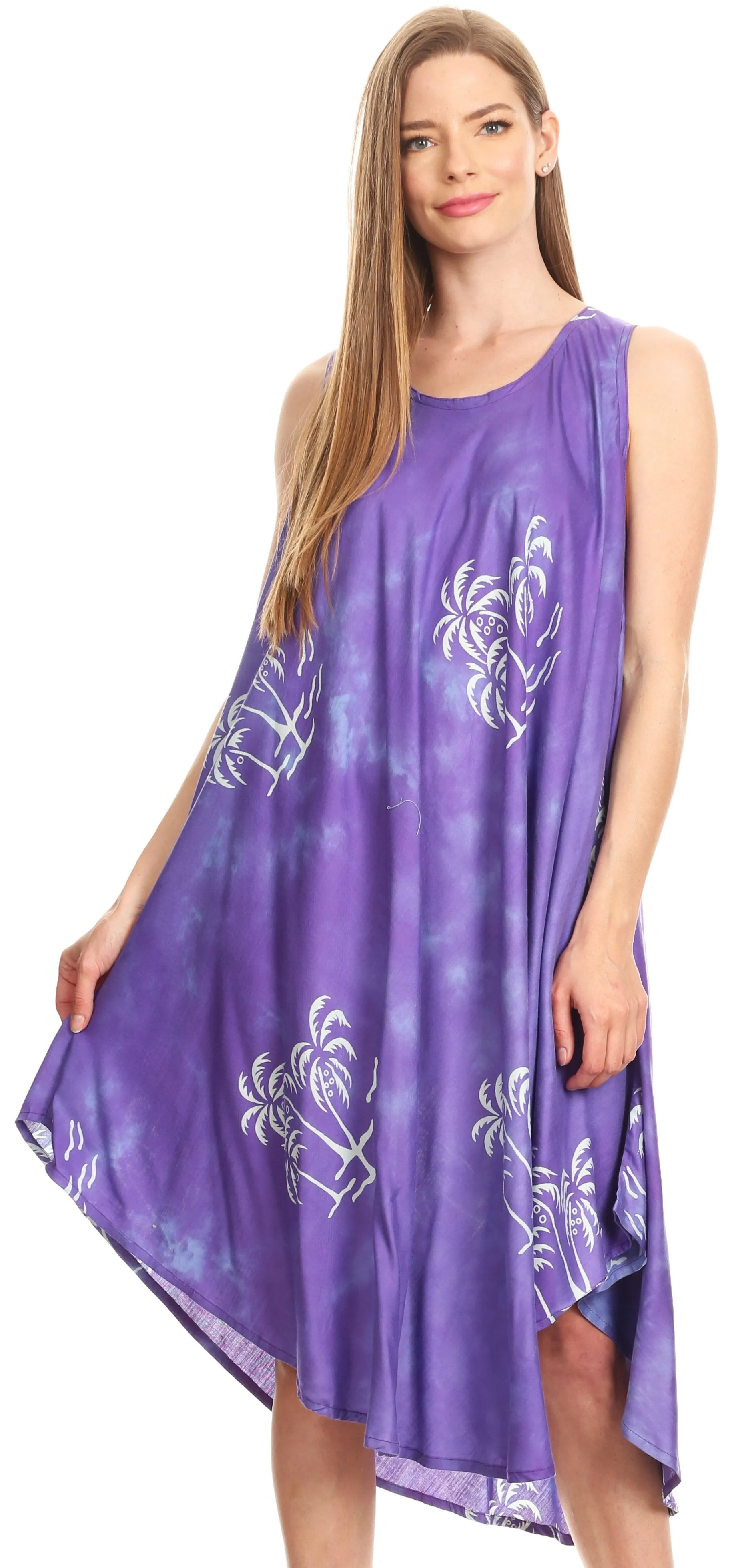 Sakkas Maddalena Summer Casual Relax fit Tank Dress Tie dye with Batik