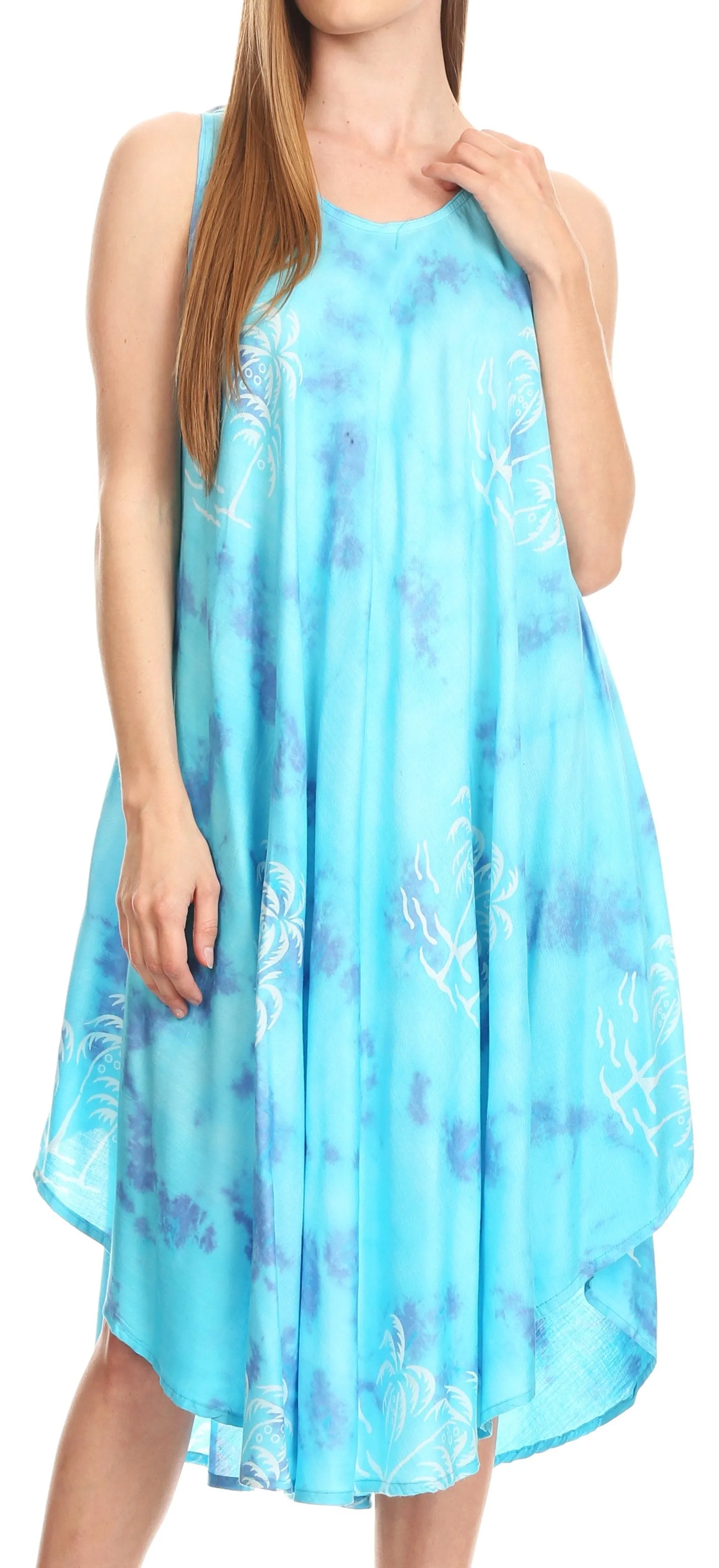 Sakkas Maddalena Summer Casual Relax fit Tank Dress Tie dye with Batik