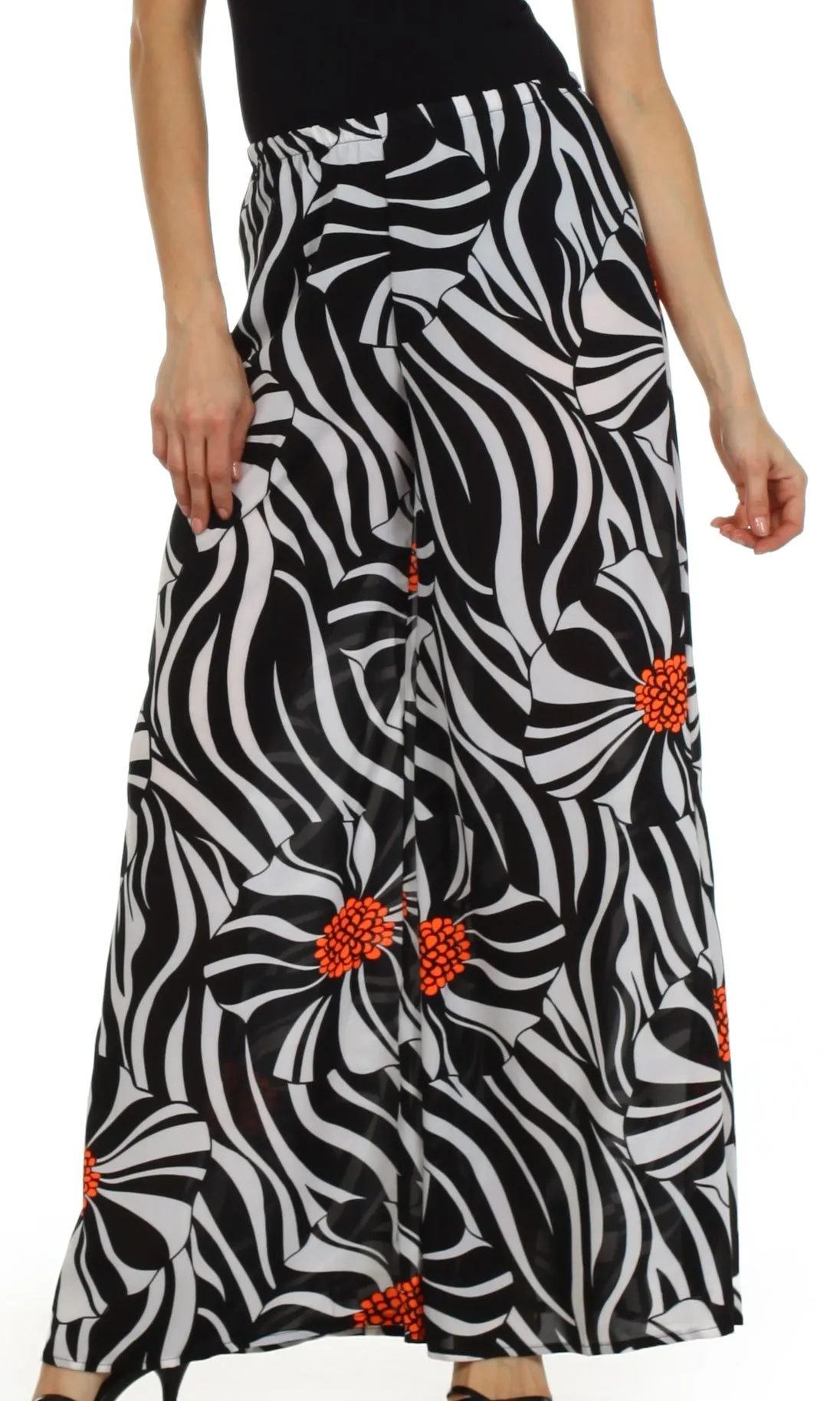 Sakkas Patterned Chiffon Wide Leg Palazzo Pant