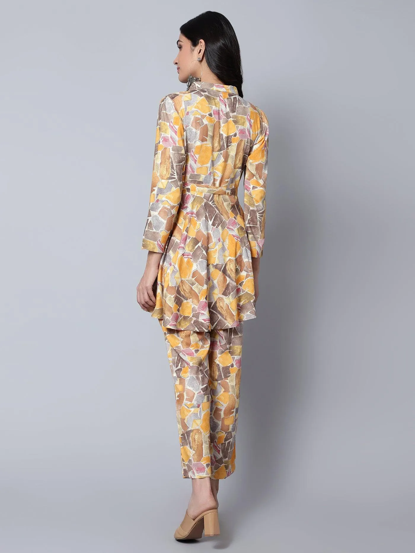 Tie Top Printed Co-Ord Set Yellow