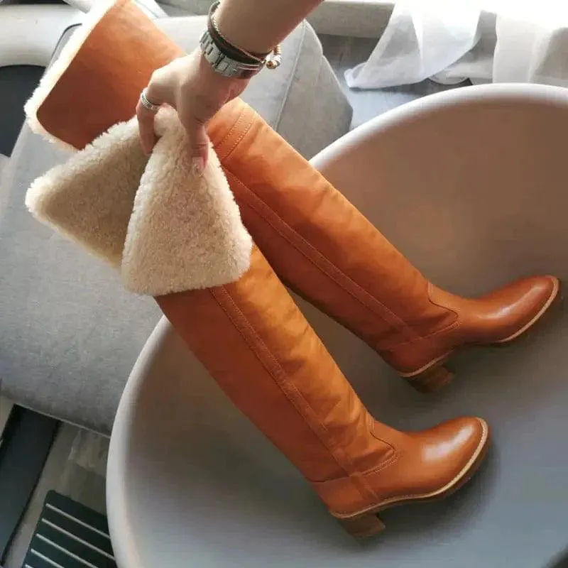 Versatile Thin Boots High Leather Women