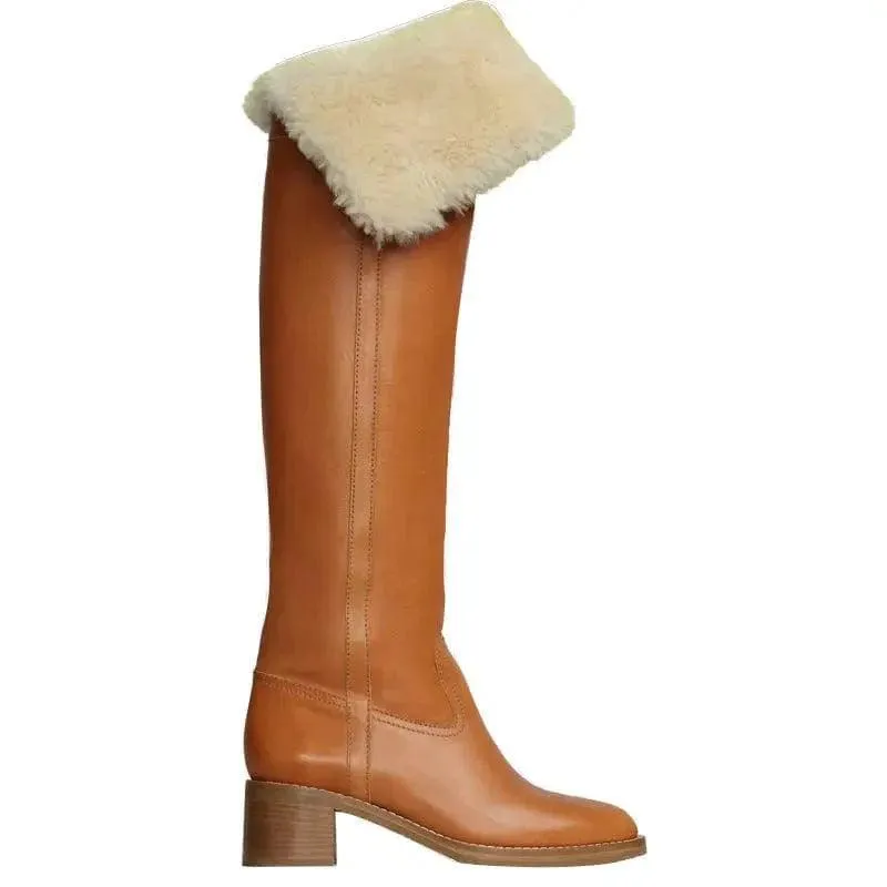 Versatile Thin Boots High Leather Women