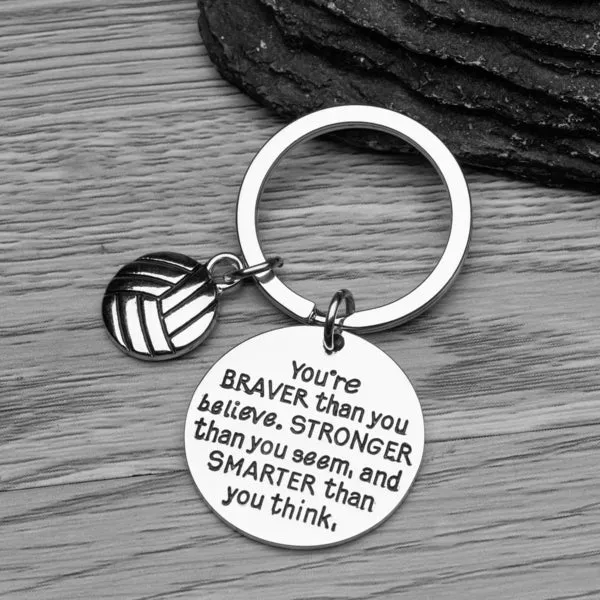 Volleyball Keychain - Inspirational You’re Braver than you Believe