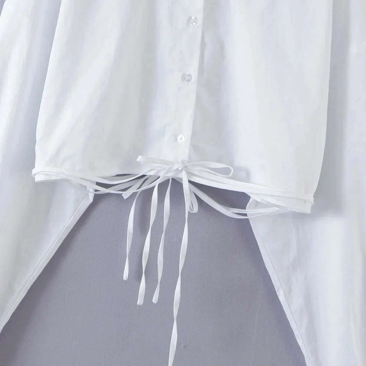 White Waist Short Tops Blouse