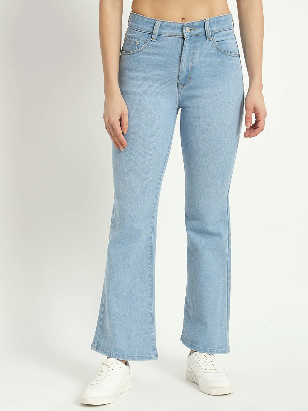 WOMEN BOOTCUT MID RISE LIGHT BLUE JEANS