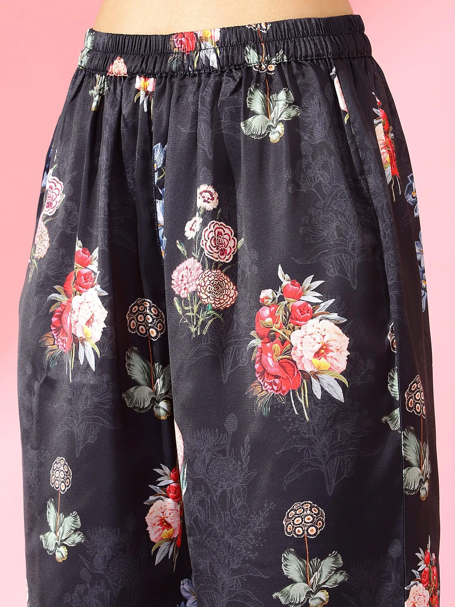 Women Printed Co-Ord Set Black